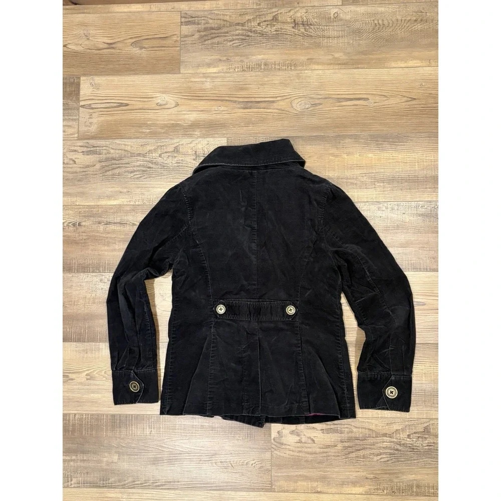 Mossimo Supply vintage Lg Y2K Black corduroy Pea jacket coat Pink Lining Buttons